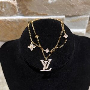 Gold LV bracelet with Crystal Accents